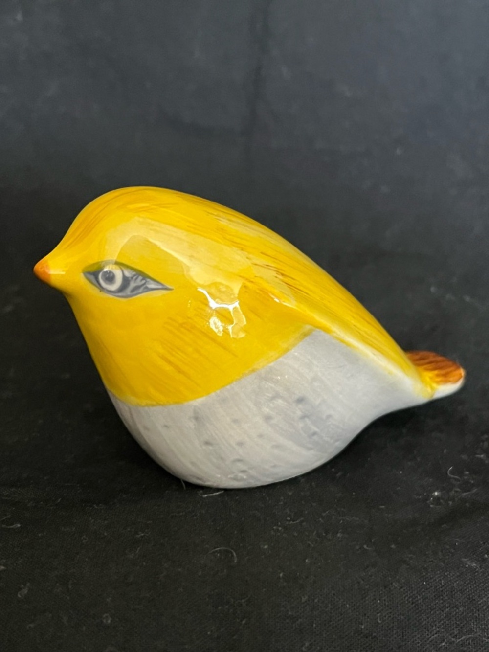 Yellow & White Ceramic Bird Figurine - Decorative Pet Bird Accent